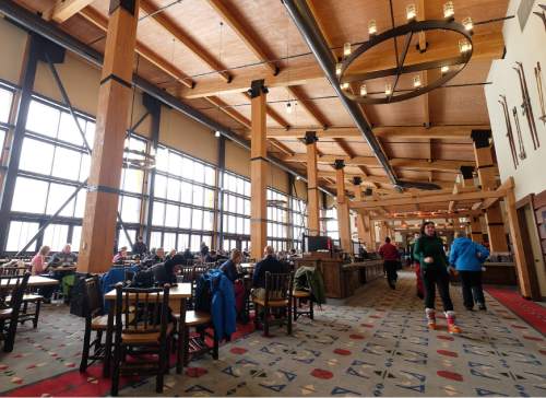 Francisco Kjolseth | The Salt Lake Tribune
Park City serves customers at the new Miners Camp restaurant located next to the new Quicksilver Gondola that connects Park City with The Canyons. A grand opening celebration is scheduled for Friday, Dec. 18, 2015.