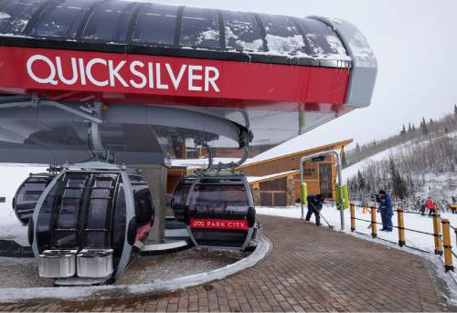 Francisco Kjolseth | The Salt Lake Tribune
Park City readies their new Quicksilver Gondola at Miners Camp restaurant that connects it with The Canyons for a grand opening celebration on Friday, Dec. 18, 2015.