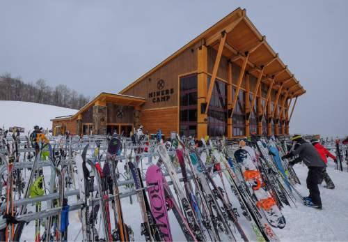 Francisco Kjolseth | The Salt Lake Tribune
Park City serves customers at the new Miners Camp restaurant located next to the new Quicksilver Gondola that connects Park City with The Canyons. A grand opening celebration is scheduled for Friday, Dec. 18, 2015.