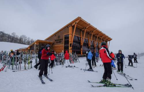 Francisco Kjolseth | The Salt Lake Tribune
Park City serves customers at the new Miners Camp restaurant located next to the new Quicksilver Gondola that connects Park City with The Canyons. A grand opening celebration is scheduled for Friday, Dec. 18, 2015.