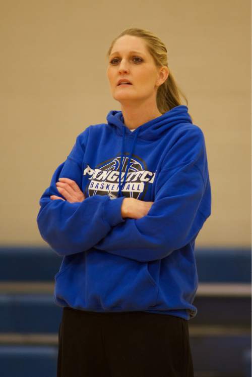 Lynn R. Johnson  | Special to the Tribune

Panguitch assistant girls basketball coach Tammi Bennett looks on from the sidelines during a recent practice.  Tammi also teaches life skills at the school.