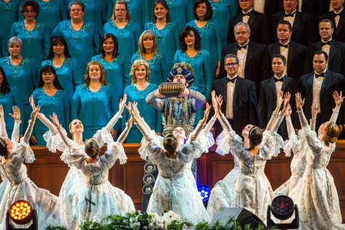 Chris Detrick  |  The Salt Lake Tribune
The annual Mormon Tabernacle Choir Christmas concert at The Church of Jesus Christ of Latter-day Saints Conference Center Thursday December 17, 2015.