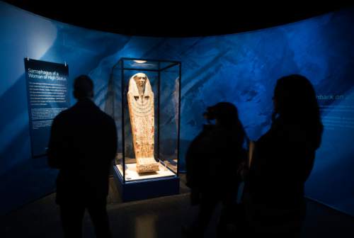 Steve Griffin  |  The Salt Lake Tribune

 "Mummies of the World: The Exhibition" at The Leonardo will be on display from Dec. 18 through March 6, 2016. The collection of about 200 mummies explors the links between mummies, science and medicine.