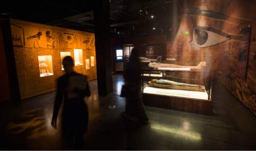 Steve Griffin  |  The Salt Lake Tribune

 "Mummies of the World: The Exhibition" at The Leonardo will be on display from Dec. 18 through March 6, 2016. The collection of about 200 mummies explors the links between mummies, science and medicine.