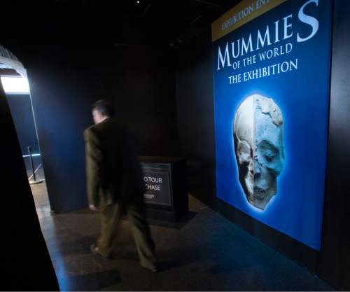 Steve Griffin  |  The Salt Lake Tribune

 "Mummies of the World: The Exhibition" at The Leonardo will be on display from Dec. 18 through March 6, 2016. The collection of about 200 mummies explors the links between mummies, science and medicine.