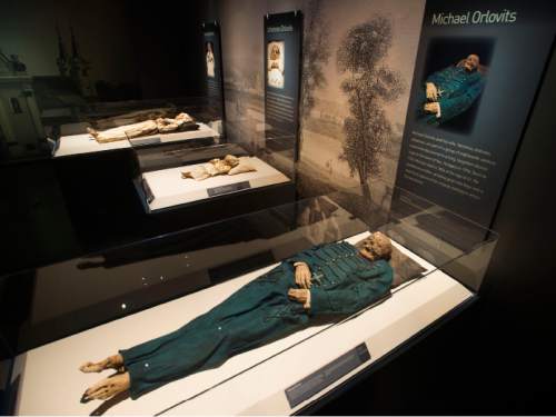 Steve Griffin  |  The Salt Lake Tribune

 "Mummies of the World: The Exhibition" at The Leonardo will be on display from Dec. 18 through March 6, 2016. The collection of about 200 mummies explors the links between mummies, science and medicine.