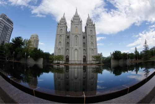 This Friday, July 10, 2015 photo shows the Salt Lake Temple at Temple Square in Salt Lake City. Several thousand people are expected at a public funeral Friday in Salt Lake City for Mormon leader Boyd K. Packer, who was next in line to become president and prophet of the religion. (AP Photo/Rick Bowmer)