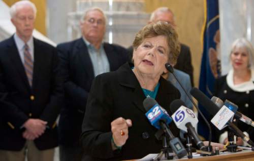 Tribune file photo
Olene Walker made history when she was sworn in as Utah's first female govneror in 2003. Her bid for election in 2004 was derailed in the state Republican Convention.