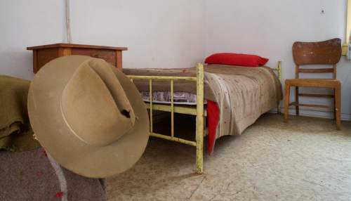 Lynn R. Johnson  |  Special to the Tribune 

Between 1920 and 1950, Antelope Island's historic Fielding Garr Ranch boasted the largest sheep shearing operation west of the Mississippi.  A bed and vintage hat from the period are located in the ranch's bunk house.