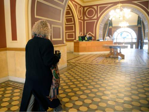 Al Hartmann  |  The Salt Lake Tribune
Mayor-elect Jackie Biskupski enters Salt Lake City Hall on a recent morning to get down to business with staff in her temporary office.