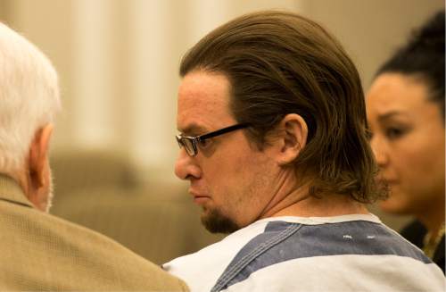 Rick Egan  |  The Salt Lake Tribune

Joshua Schoenenberger sits by defense attorney, Ed Brass, during a preliminary hearing, Thursday, January 7, 2016. Schoenenberger is accused of fatally beating his girlfriend's 2-year-old son to death.