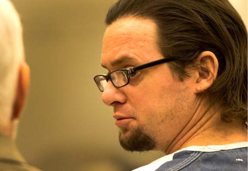 Rick Egan  |  The Salt Lake Tribune

Joshua Schoenenberger sits by defense attorney, Ed Brass, during a preliminary hearing, Thursday, January 7, 2016. Schoenenberger is accused of fatally beating his girlfriend's 2-year-old son to death.