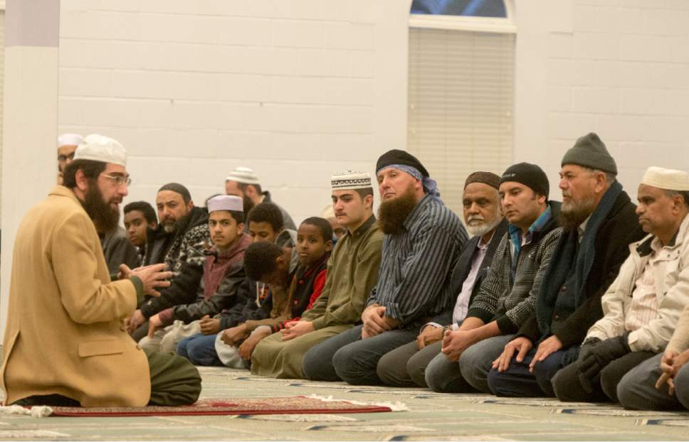 Rick Egan  |  The Salt Lake Tribune

Imaam Muhammed S. Mehtar leads the prayer at the Khadeeja Islamic Center, Monday, December 14, 2015.