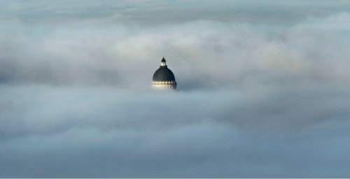Steve Griffin  |  The Salt Lake Tribune

A blanket of fog covers the Salt Lake Valley as the State Capitol dome sticks out of the clouds in Salt Lake City, Thursday, January 7, 2016.