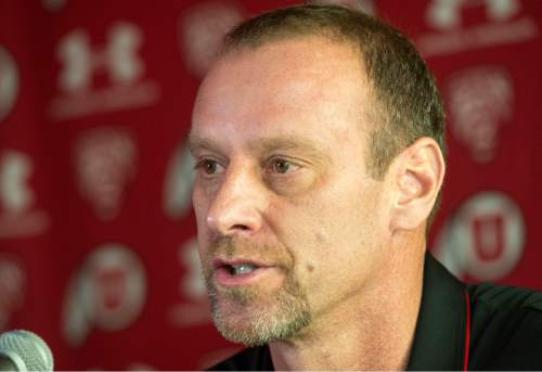 Rick Egan  |  The Salt Lake Tribune

Utah Basketball head coach Larry Krystkowiak defends his decision to cancel next season's Utah-BYU basketball game during a press conference at the University of Utah, Monday, January 11, 2016.