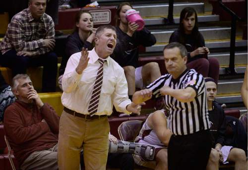 Scott Sommerdorf   |  The Salt Lake Tribune
Viewmont head coach Clint Straatman reacts to a second half call by the referees. Layton rallied to beat Viewmont 47-39 in a Region 2 girls basketball game, Friday, January 15, 2016.