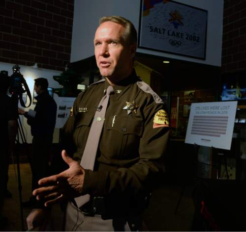 Al Hartmann  |  The Salt Lake Tribune
Daniel Fuhr, superintendent for the Utah Highway Patrol, comments at press conference on 2015 highway fatalities.   UDOT and Utah Department of Public Safety released the statistics  Tuesday, Jan. 18, showing traffic deaths in the state are on the rise.