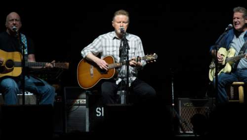 Steve Griffin  |  The Salt Lake Tribune


Bernie Leadon, Don Henley and Glenn Frey play together during the History of the Eagles Tour at EnergySolutions Arena in Salt Lake City, Tuesday, September 2, 2014.