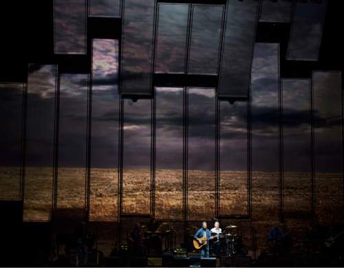 Steve Griffin  |  The Salt Lake Tribune


Don Henley and Glenn Frey sing together during the  History of the Eagles Tour at EnergySolutions Arena in Salt Lake City, Tuesday, September 2, 2014.