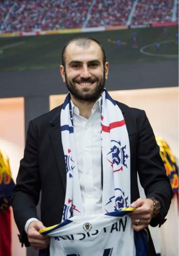 Steve Griffin  |  The Salt Lake Tribune


Yura Movsisyan smiles as he is introduced by Real Salt Lake as the 28-year-old striker returns to his former club after six seasons overseas in one of the most notable signings in club history at the Real Salt Lake store in Salt Lake City, Tuesday, January 19, 2016.