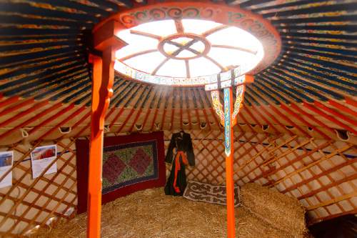 Trent Nelson  |  The Salt Lake Tribune
The interior of a ger, a Mongolian yurt, at the Kimball Art Center in Park City, built in conjunction with the Sundance documentary "The Eagle Huntress."
