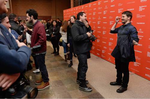 Francisco Kjolseth | The Salt Lake Tribune
Actor Jason Ritter walks the press line prior to the premiere of "The Intervention" on Tuesday, Jan. 26, at the 2016 Sundance Film Festival in Park City.