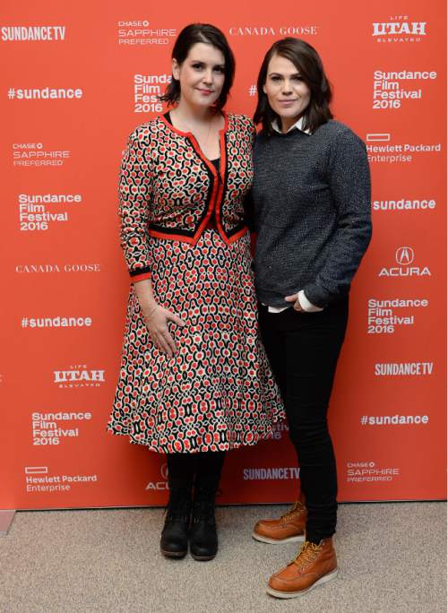 Francisco Kjolseth | The Salt Lake Tribune
Actors Melanie Lynskey, left, and Clea DuVall walk the press line before the premiere of "The Intervention" on Tuesday, Jan. 26, at the 2016 Sundance Film Festival in Park City.