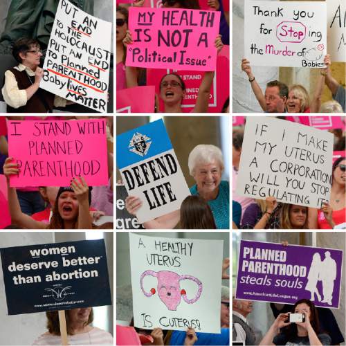 Tribune file photos

People gather at the Utah State Capitol during two separate rallies Aug. 19, 2015, and Aug. 25, 2015, after Gov. Gary Herbert's decision to remove the state from federal funding of Planned Parenthood. A new poll commissioned by The Tribune found Utah voters split on the decision.