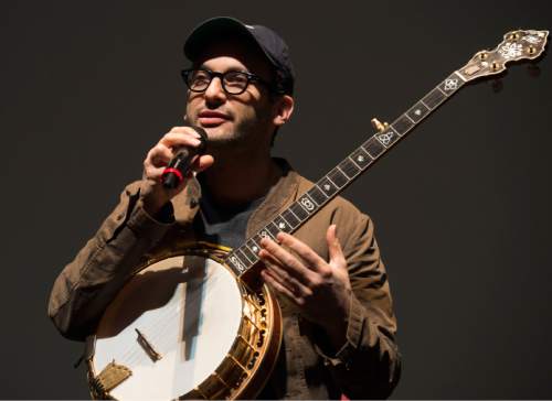 Steve Griffin  |  The Salt Lake Tribune


Josh Fox, director of the movie "How to Let Go of the World and Love All The Things Climate Can't Change", plays his banjo after answering questions from Utah students who attend a screening of the Sundance film at the Rose Wagner Theatre in Salt Lake City, Friday, January 29, 2016.