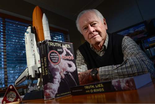 Francisco Kjolseth | The Salt Lake Tribune
Allan McDonald wrote "Truth, Lies, and O-Rings" about the Space Shuttle Challenger disaster that killed seven astronauts on Jan. 28, 1986.

Thursday is the 30th anniversary of the Challenger explosion -- an event McDonald wishes he averted. The Ogden man was the director of Morton Thiokol's booster-motors program who tried to put a stop to the launch. McDonald says "the smartest decision I ever made" was that he warned NASA about faulty equipment. Had others agreed, the agency may have avoided catastrophe that grabbed the nation's attention. 

A Utah company, Morton Thiokol made the rocket boosters that included sets of O-rings between the rocket sections. Before launch, the company's engineers warned against launching because temperatures had dipped to 18 degrees and they believed the O-rings could fail and leak gas, which would then explode.