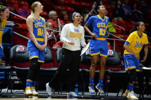 Steve Griffin  |  The Salt Lake Tribune


The UCLA bench leaps to their feet as the take the lead late in the fourth quarter of game against the University of Utah at the Huntsman Center in Salt Lake City, Sunday, January 31, 2016.