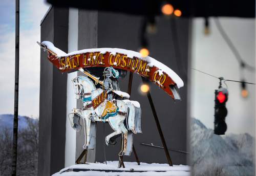 Scott Sommerdorf   |  The Salt Lake Tribune
The SLC Costume Co. sign at 1100 East & 1700 South, is one of the historic and in-need-of-preservation signs of the Sugar House neighborhood, Sunday, January 31, 2016.