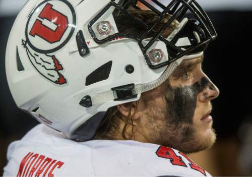 Rick Egan  |  The Salt Lake Tribune

Utah Utes linebacker Jared Norris (41) watches the action from the beanch in the second half, in PAC-12 action against the Arizona Wildcats, in Tucson, Saturday, November 14, 2015.
