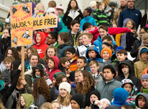 Rick Egan  |  The Salt Lake Tribune

More than 300 local students gather at the capitol for a rally for clean air. Thursday, February 4, 2016.