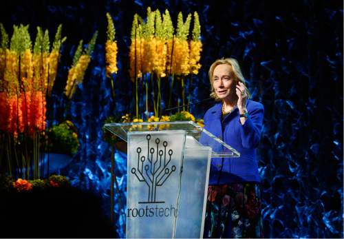 Scott Sommerdorf   |  The Salt Lake Tribune
Historian Dorris Kearns Goodwin speaks at the RootsTech conference at the Salt Palace on Saturday.