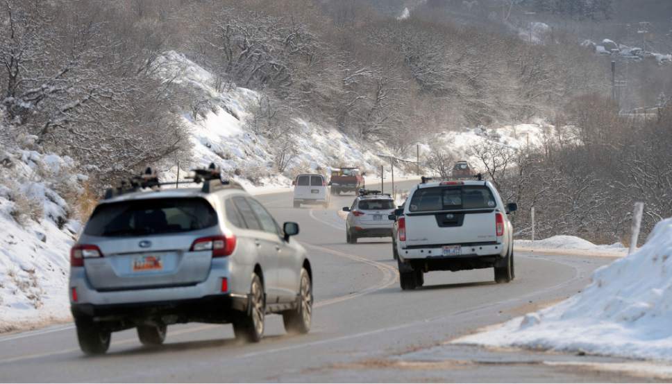 Al Hartmann  |  The Salt Lake Tribune
Traffic was brisk in Little Cottonwood Canyon Friday Feb. 5 after an overnight storm dropped some snow at the resorts. Phase 2 of the Mountain Accord process is being launched.  It's emphasis will be to deal with existing traffic problems in the two Cottonwood canyons
