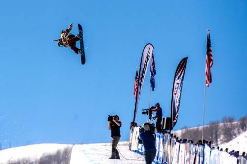 Chris Detrick  |  The Salt Lake Tribune
Chloe Kim, 15, competes on the Eagle Superpipe during the halfpipe snowboard finals of the 2016 U.S. Freeskiing Grand Prix at Park City Mountain Resort Saturday February 6, 2016. Kim made history by being the first woman to land back-to-back 1080's during a competition, scoring a perfect 100 and winning the event.