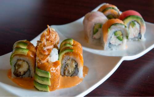 Rick Egan  |  The Salt Lake Tribune

The Sushi Roll combination at Yellowtail Japanese Bistro, 321 Main St., Salt Lake City.