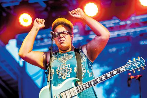 Chris Detrick  |  The Salt Lake Tribune
Alabama Shakes lead singer and guitarist Brittany Howard performs during the Red Butte Garden Outdoor Concert Series Tuesday August 4, 2015.