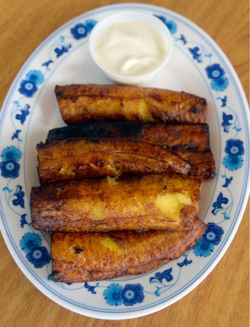 Al Hartmann  |  The Salt Lake Tribune
Fried plantains (plantano frito con creme) at  Cafe Guanaco, a Salvadoran restaurant at 499 E. 2700 South in South Salt Lake.