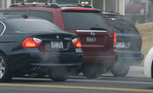 Francisco Kjolseth | The Salt Lake Tribune
A sizable source of emissions come from tailpipes, and idling and "warming up" your car is a widespread practice in Utah. Last month Salt Lake City police found 600 unattended, idling vehicles in the space of three hours, but it's completely unnecessary. For modern cars, all idling does is release a lot of emissions.