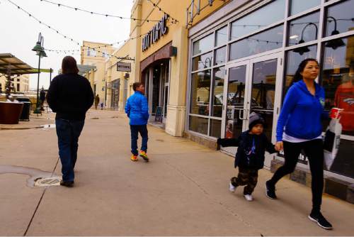 Trent Nelson  |  The Salt Lake Tribune
Pedestrians at the Gateway in Salt Lake City, Monday February 1, 2016.