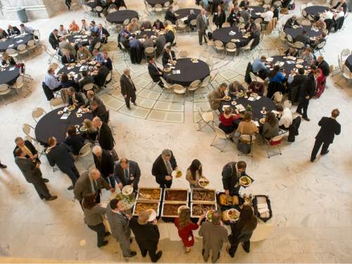 Rick Egan  |  The Salt Lake Tribune

A free lunch is served in the Capitol Rotunda sponsored by Farmer's insurance, Friday, February 12, 2016.