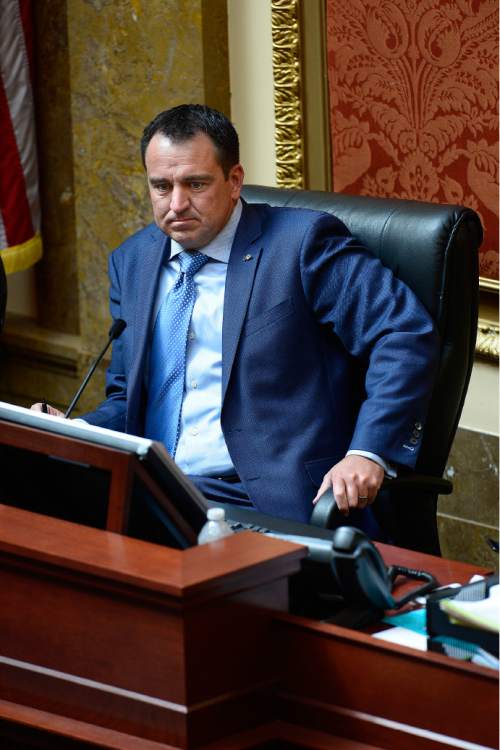Scott Sommerdorf   |  The Salt Lake Tribune
Speaker of the House Greg Hughes, R-Draper, in the Utah House of Representatives, Thursday, February 19, 2015.