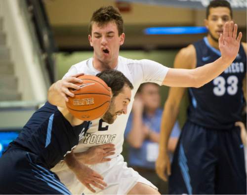 Rick Egan  |  The Salt Lake Tribune

Brigham Young Cougars guard Zac Seljaas (2) guards San Diego Toreros guard Duda Sanadze (10) in WCC basketball action, The Brigham Young Cougars vs. The San Diego Toreros, at the Marriott Center in Provo Saturday, February 20, 2016.