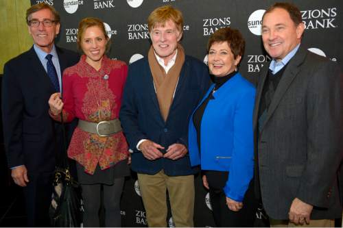 Leah Hogsten  |  The Salt Lake Tribune
 Zions Bank CEO Scott Anderson, from left, Amy Redford, Robert Redford, Jeanette Herbert and Gov. Gary Herbert at the premiere of  "A Walk in the Woods" at the 2015 Sundance Film Festival Salt Lake Gala.
