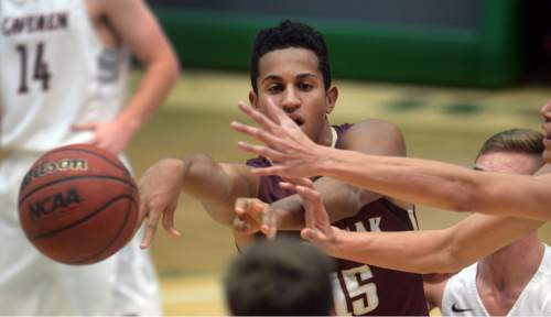 Steve Griffin  |  The Salt Lake Tribune


Lone Peak's Frank Jackson fires a pass during boy's basketball game against American Fork at Utah Valley University in Provo, Wednesday, January 20, 2016.