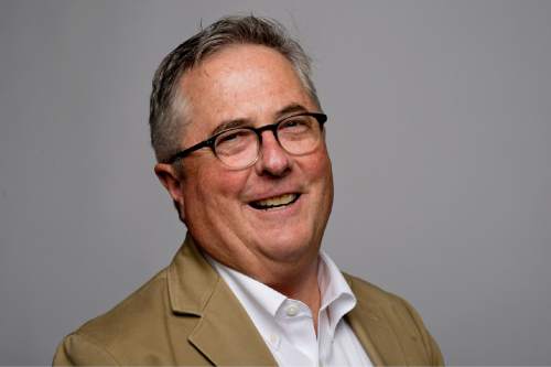 Lennie Mahler  |  The Salt Lake Tribune

The Salt Lake Tribune Editor and Publisher Terry Orme photographed in studio Friday, Oct. 30, 2015.