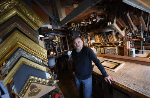 Francisco Kjolseth  |  The Salt Lake Tribune
Working out of a small one car garage, master picture framer Scott Gardner takes advantage of every bit of space he has to run his business The Second Artis.