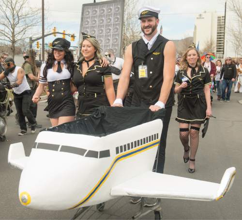 Rick Egan  |  The Salt Lake Tribune

The "Mile High Club" races in the The 9th Annual Urban Chariot Race, Saturday, March 5, 2016.